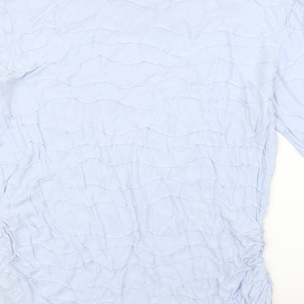 John Lewis Womens Blue Viscose Basic Blouse Size 10 Boat Neck