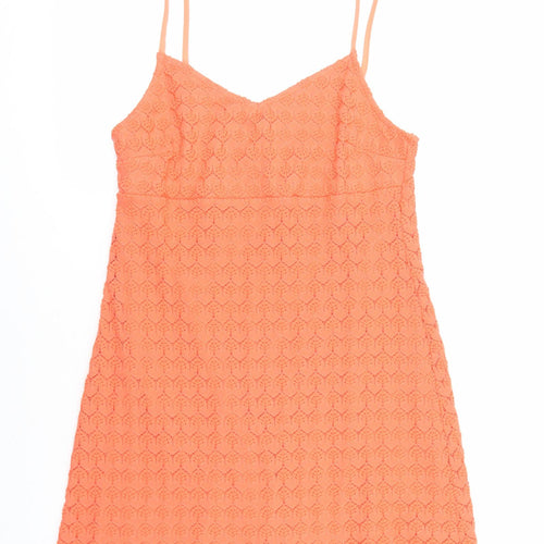 Miss Selfridge Womens Orange Geometric Polyester Tank Dress Size 8 V-Neck Pullover
