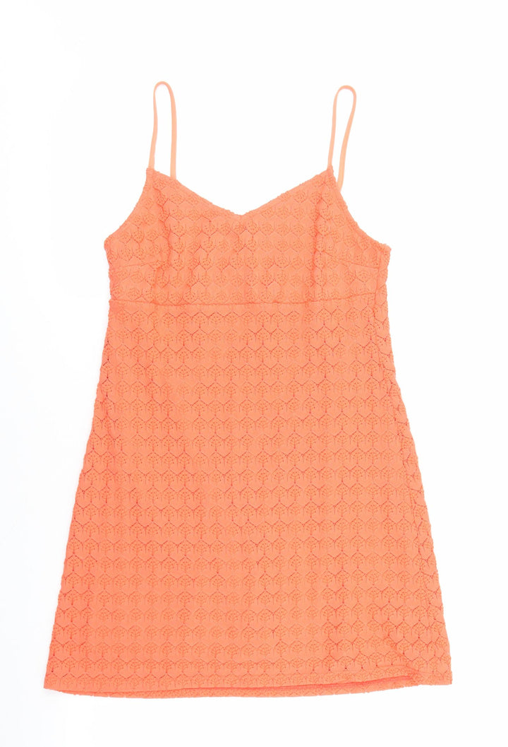 Miss Selfridge Womens Orange Geometric Polyester Tank Dress Size 8 V-Neck Pullover