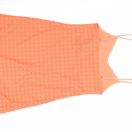 Miss Selfridge Womens Orange Geometric Polyester Tank Dress Size 8 V-Neck Pullover