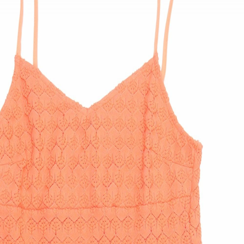 Miss Selfridge Womens Orange Geometric Polyester Tank Dress Size 8 V-Neck Pullover