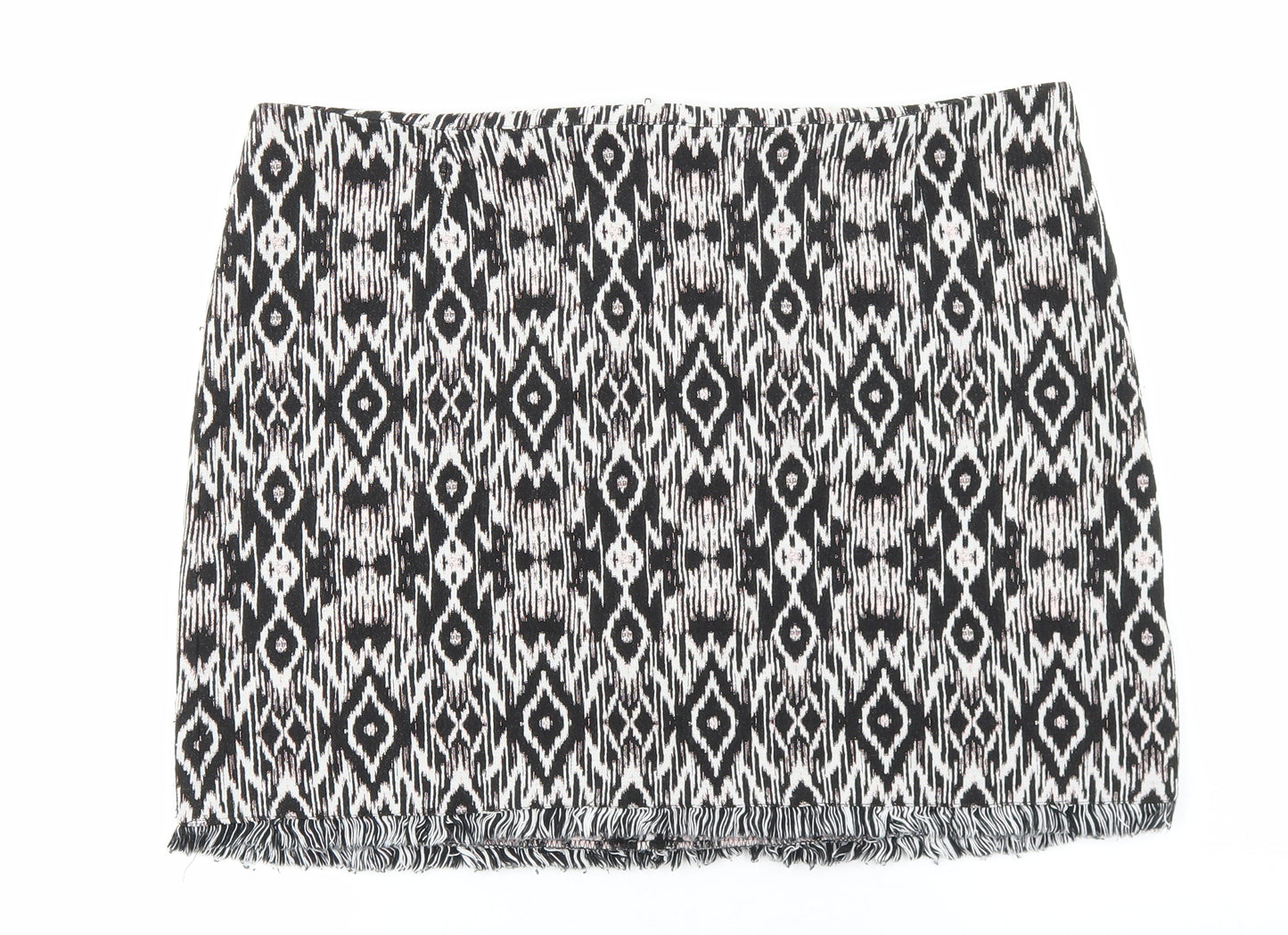 New Look Womens Multicoloured Geometric Polyester Mini Skirt Size 16 Zip