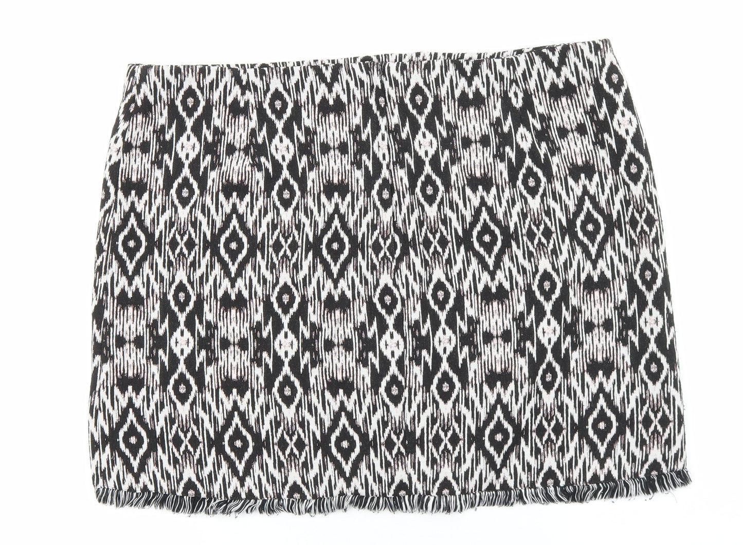 New Look Womens Multicoloured Geometric Polyester Mini Skirt Size 16 Zip