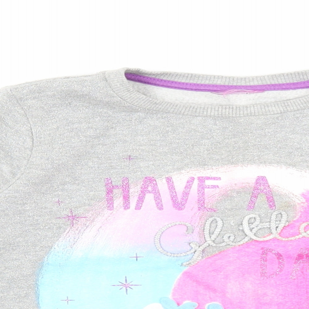 Preworn Girls Grey Polyester Pullover Sweatshirt Size 4-5 Years Pullover