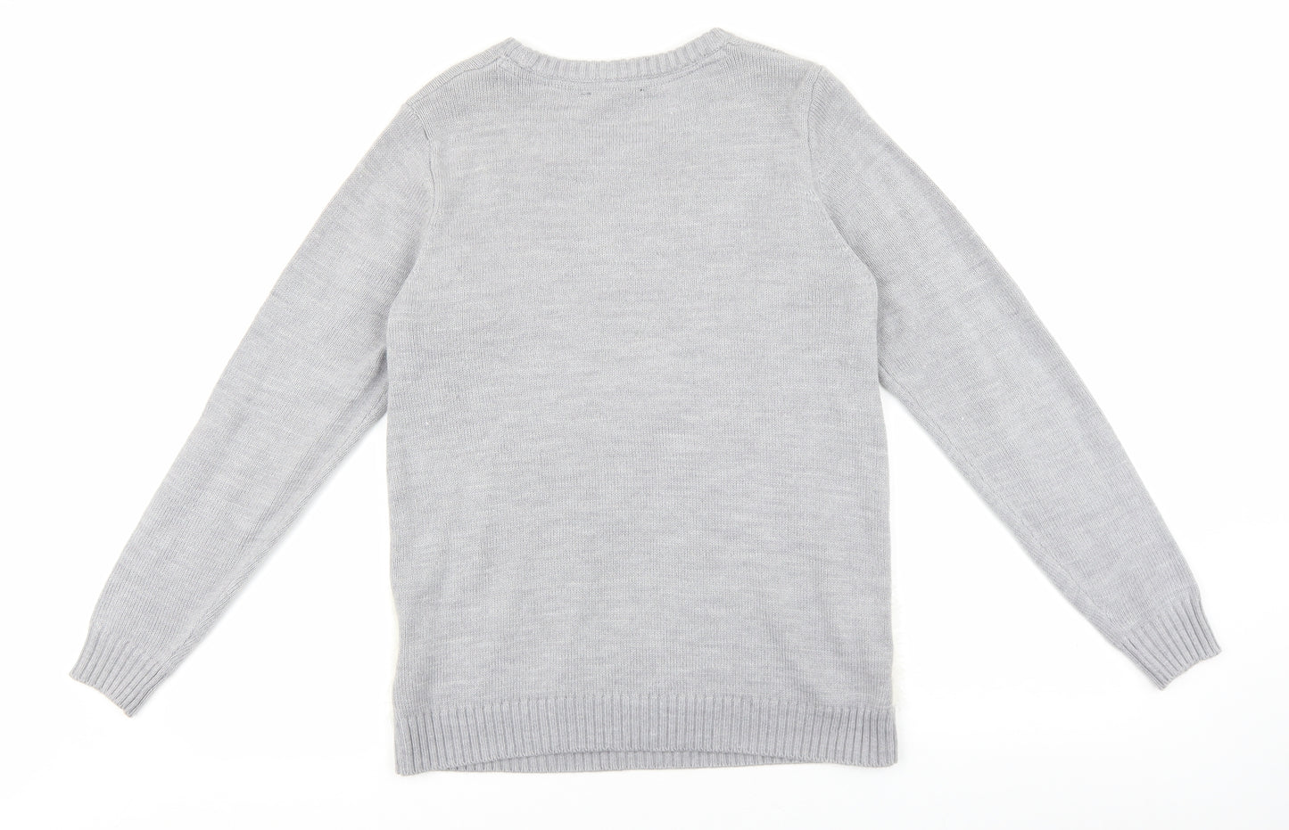 ESMARA Womens Multicoloured Round Neck Acrylic Pullover Jumper Size S - Christmas Rudolph