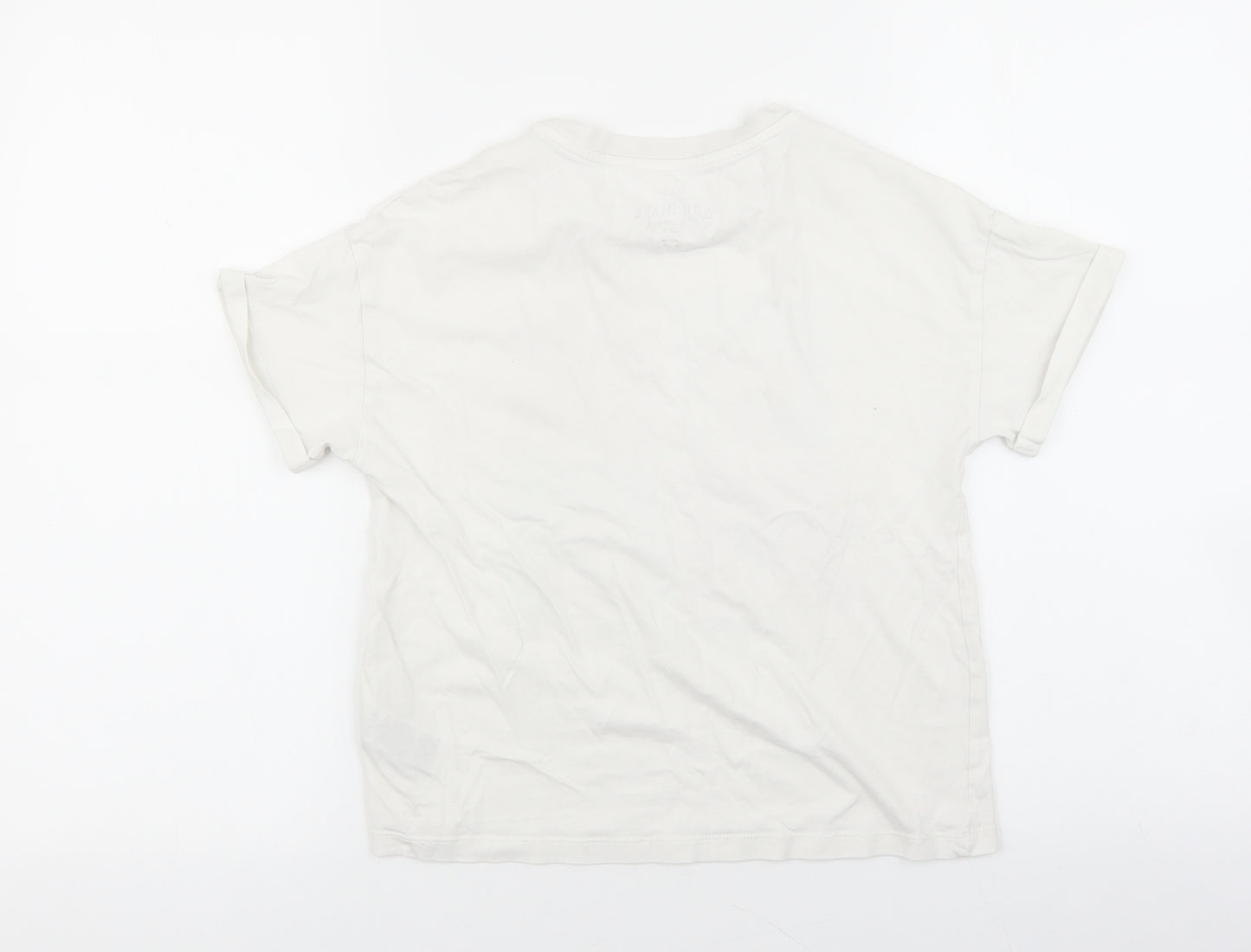 Marks and Spencer Girls White Cotton Basic T-Shirt Size 10-11 Years Round Neck Pullover - Pawsitive Mood