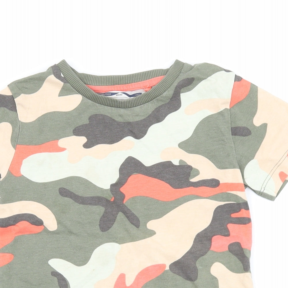 NEXT Boys Multicoloured Camouflage 100% Cotton Basic T-Shirt Size 4-5 Years Round Neck Pullover