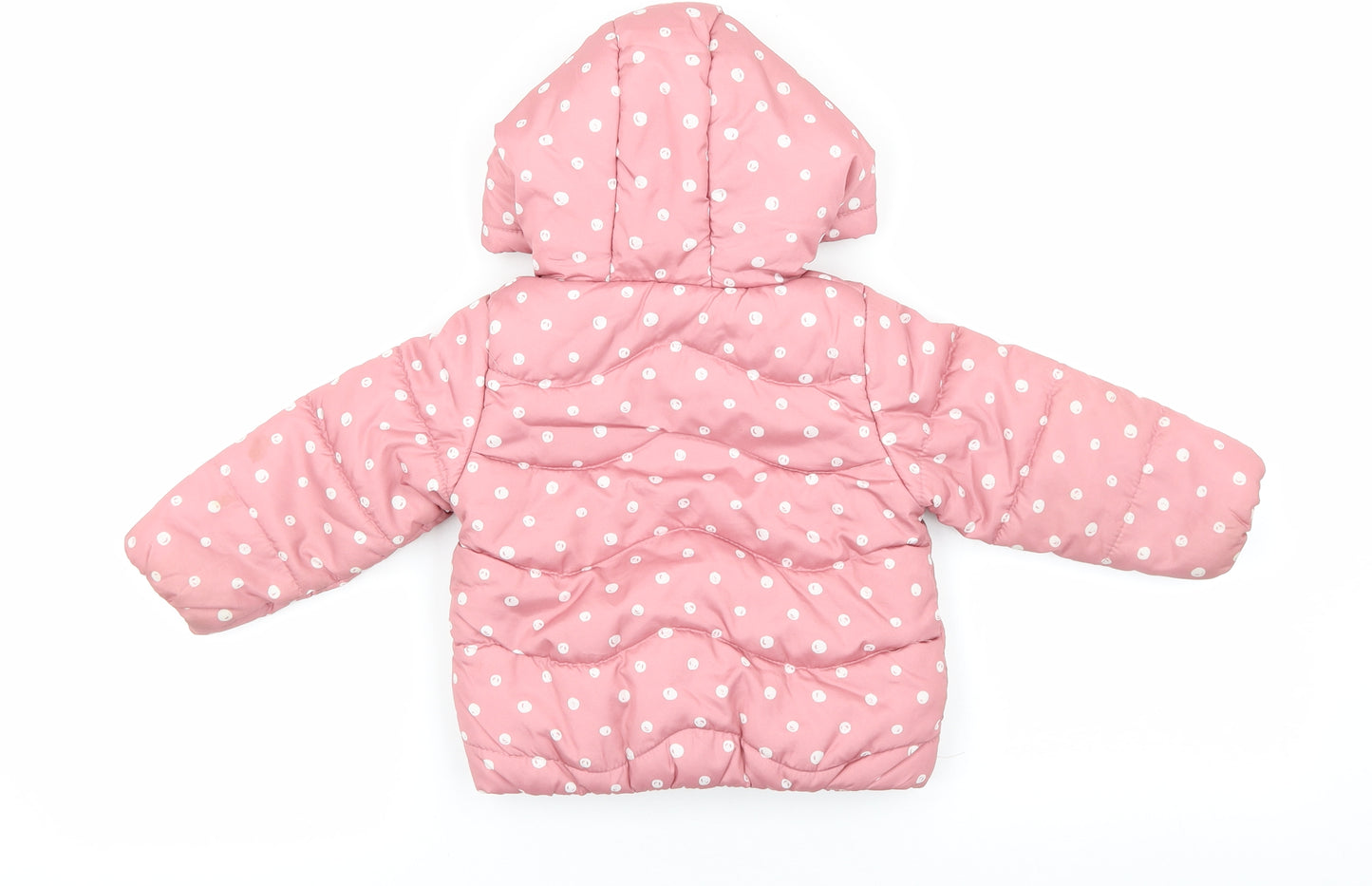 So cute Baby Pink Polka Dot Puffer Jacket Coat Size 9-12 Months Zip