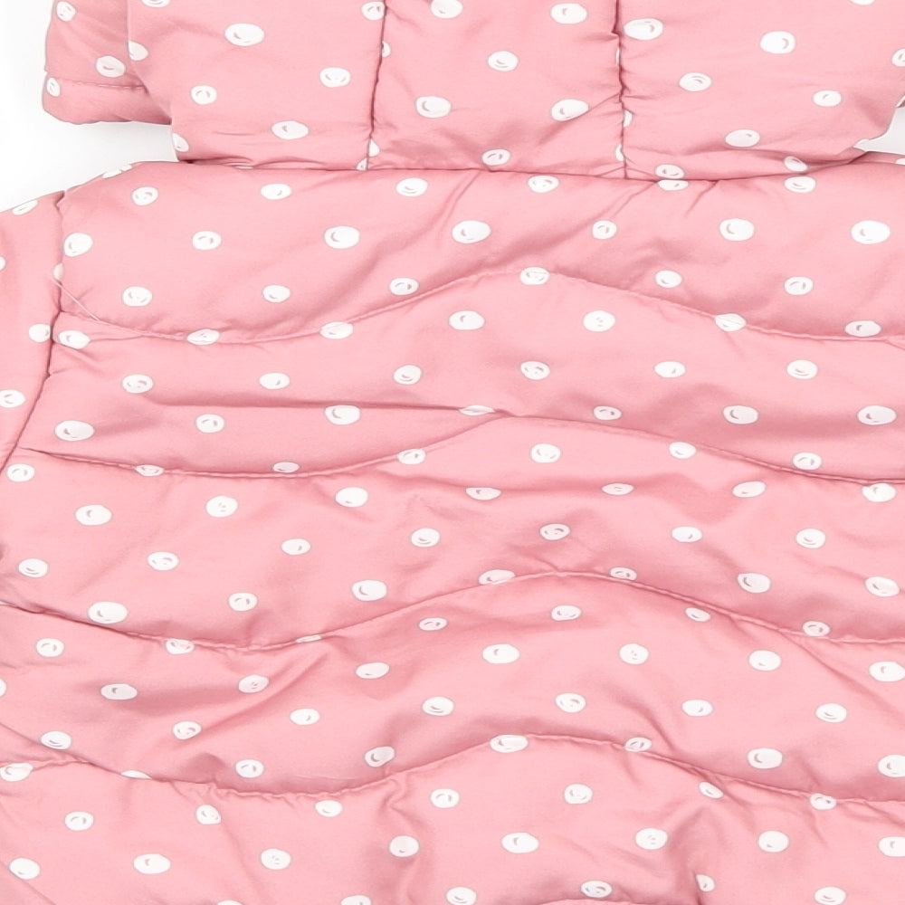 So cute Baby Pink Polka Dot Puffer Jacket Coat Size 9-12 Months Zip