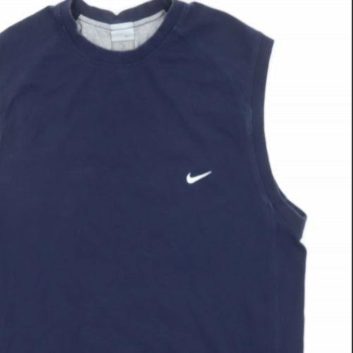 Nike Mens Blue Cotton Pullover Tank Size L Crew Neck Pullover