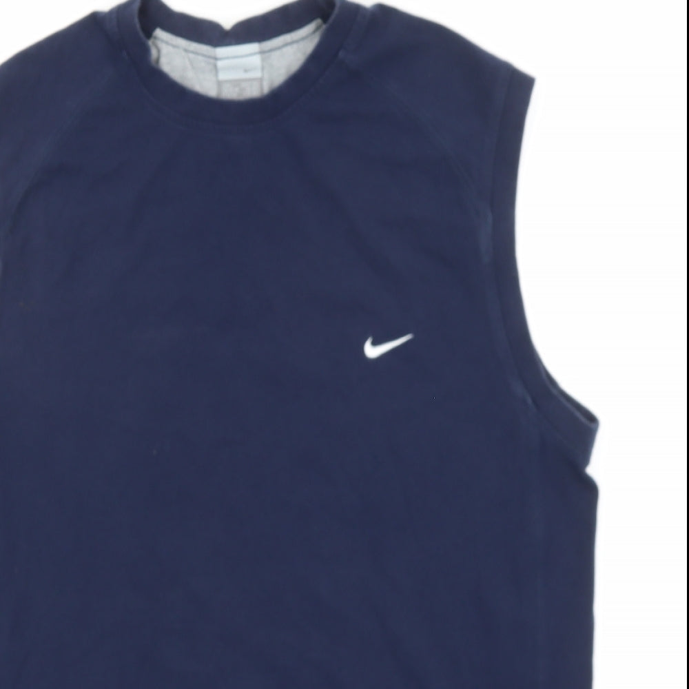 Nike Mens Blue Cotton Pullover Tank Size L Crew Neck Pullover