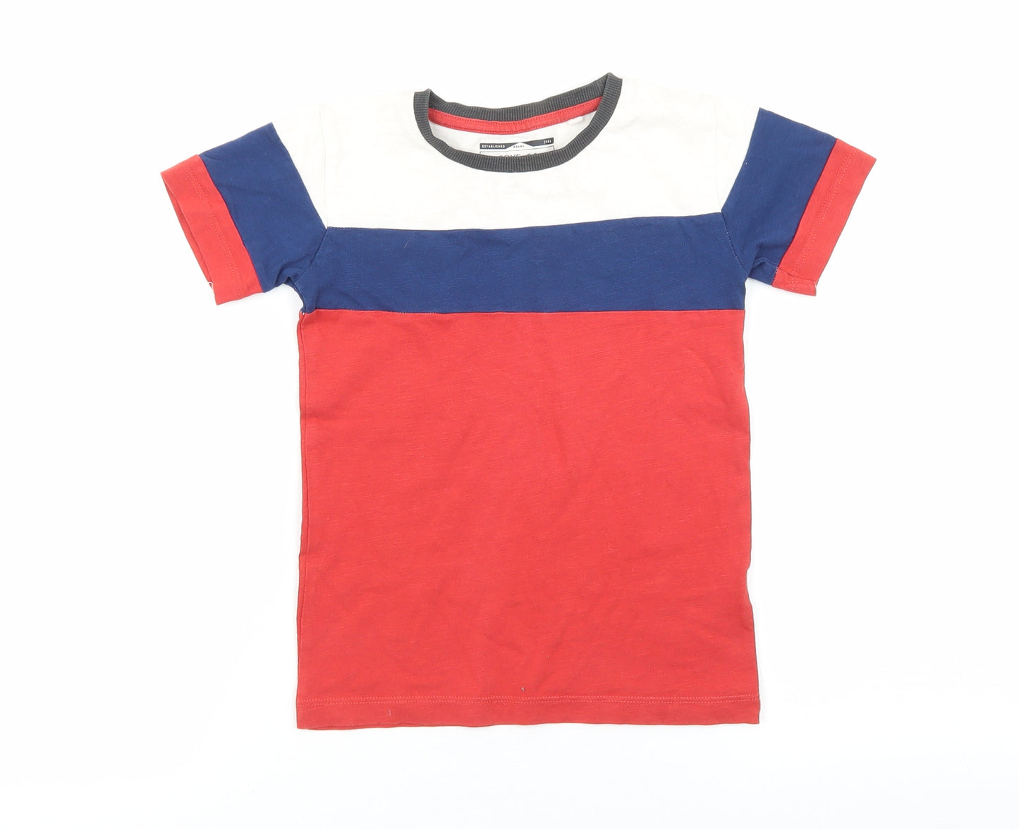 NEXT Boys Multicoloured Colourblock 100% Cotton Pullover T-Shirt Size 3-4 Years Crew Neck Pullover