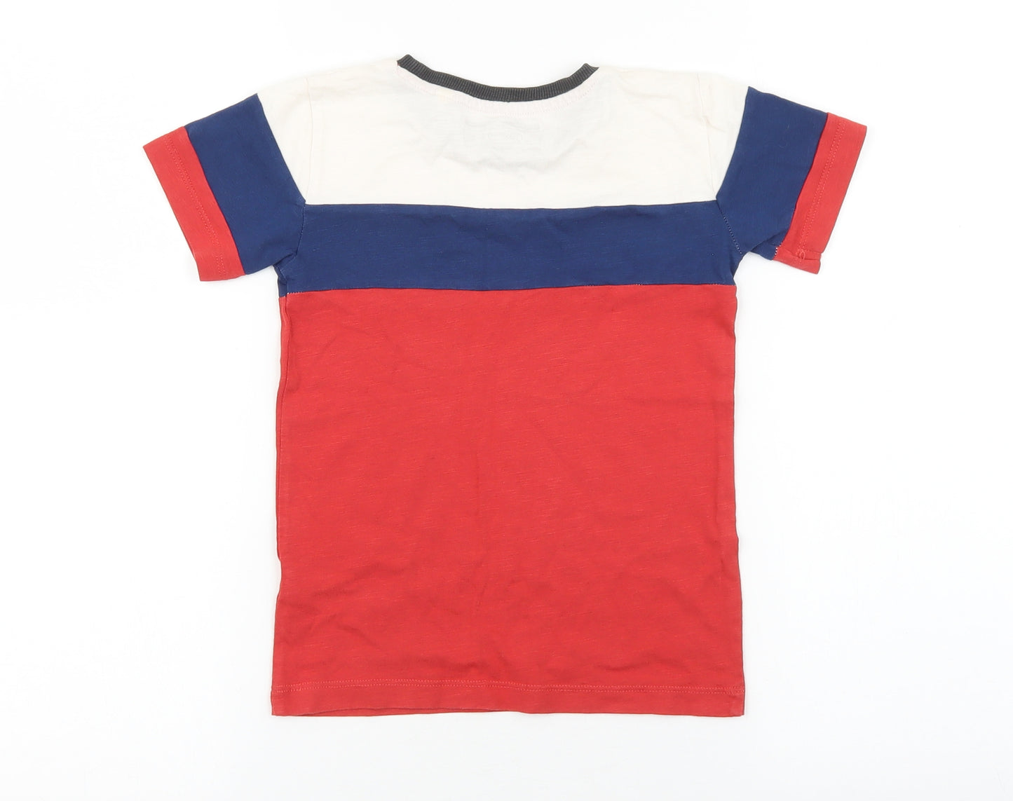NEXT Boys Multicoloured Colourblock 100% Cotton Pullover T-Shirt Size 3-4 Years Crew Neck Pullover