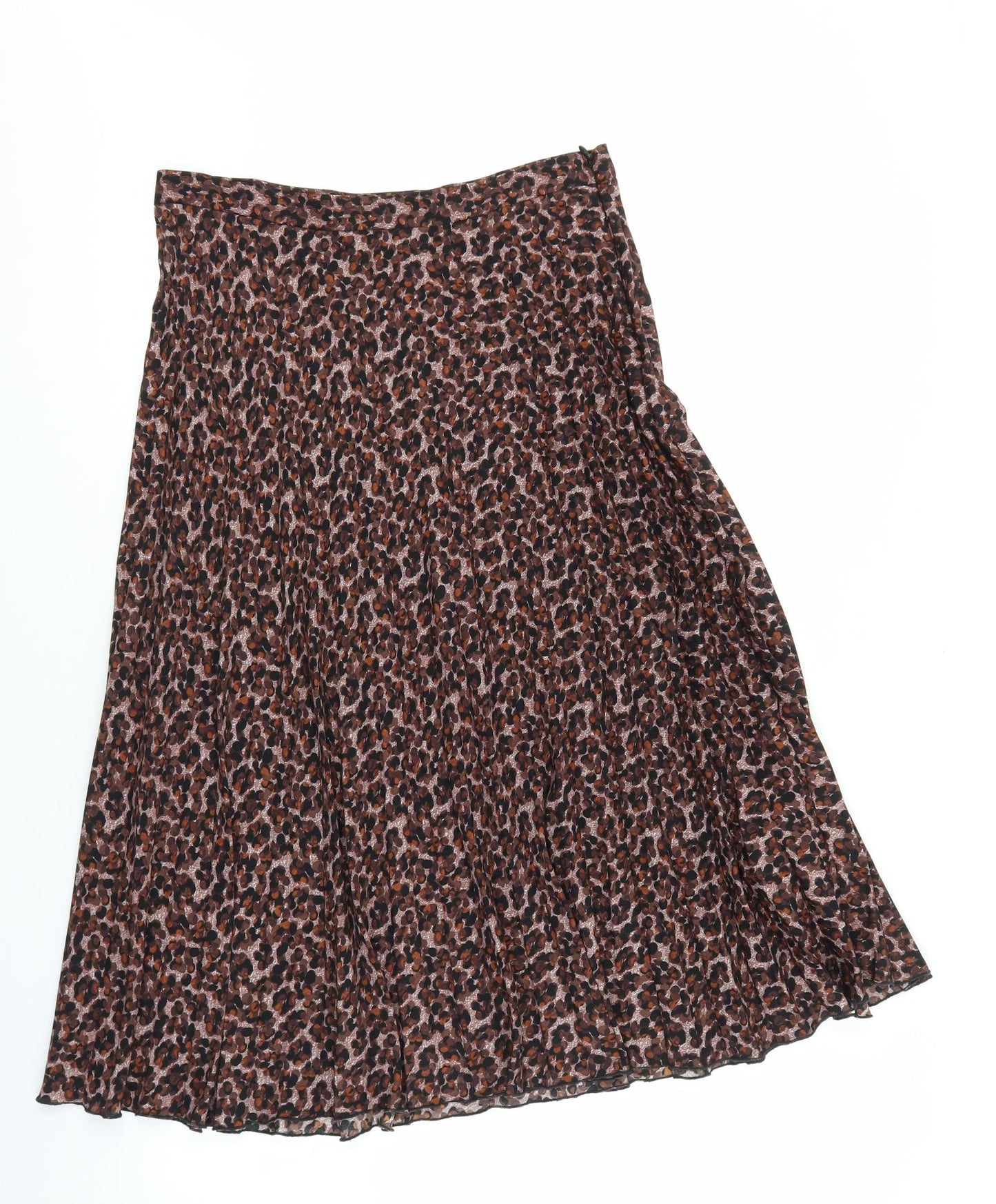 NEXT Womens Multicoloured Animal Print Polyester A-Line Skirt Size 12 Zip - Leopard Pattern