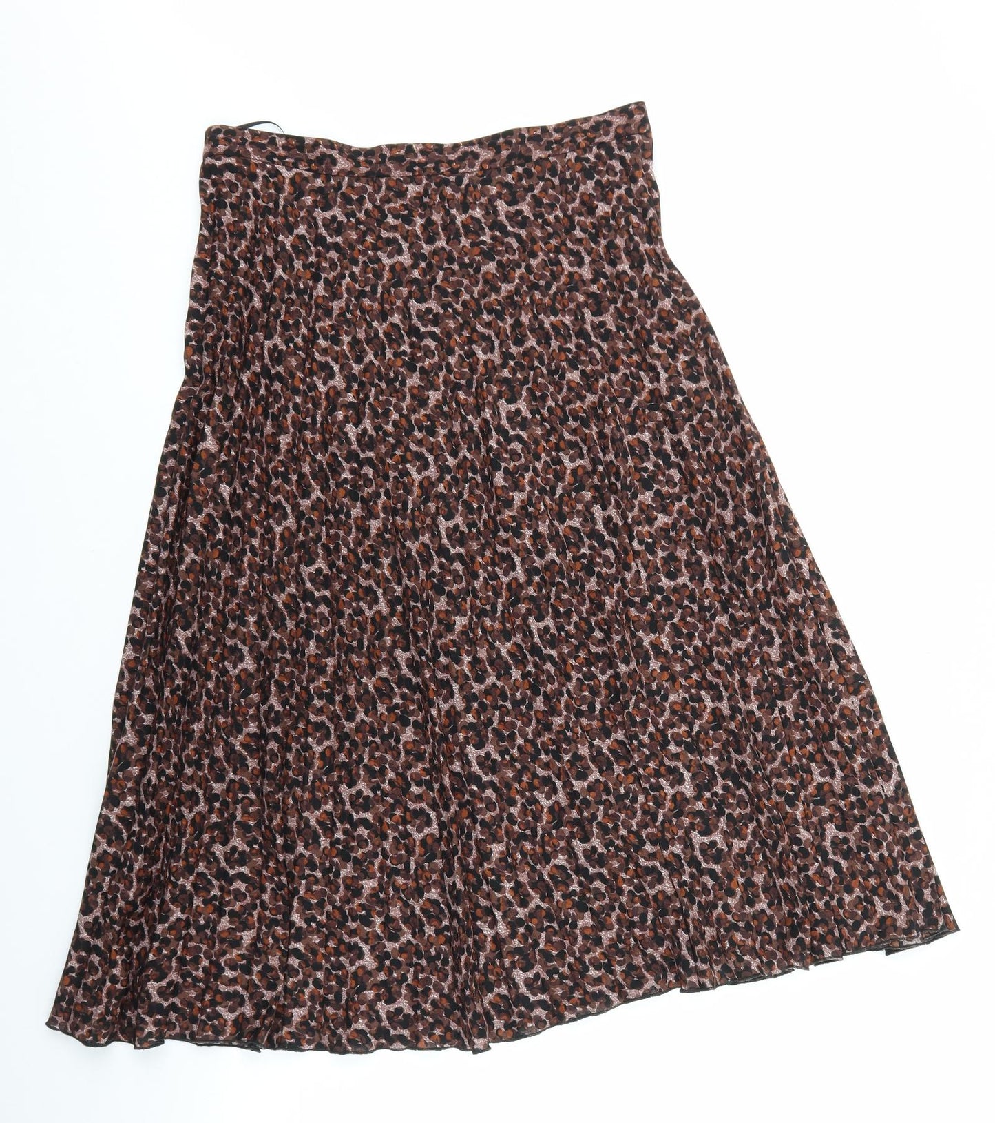 NEXT Womens Multicoloured Animal Print Polyester A-Line Skirt Size 12 Zip - Leopard Pattern