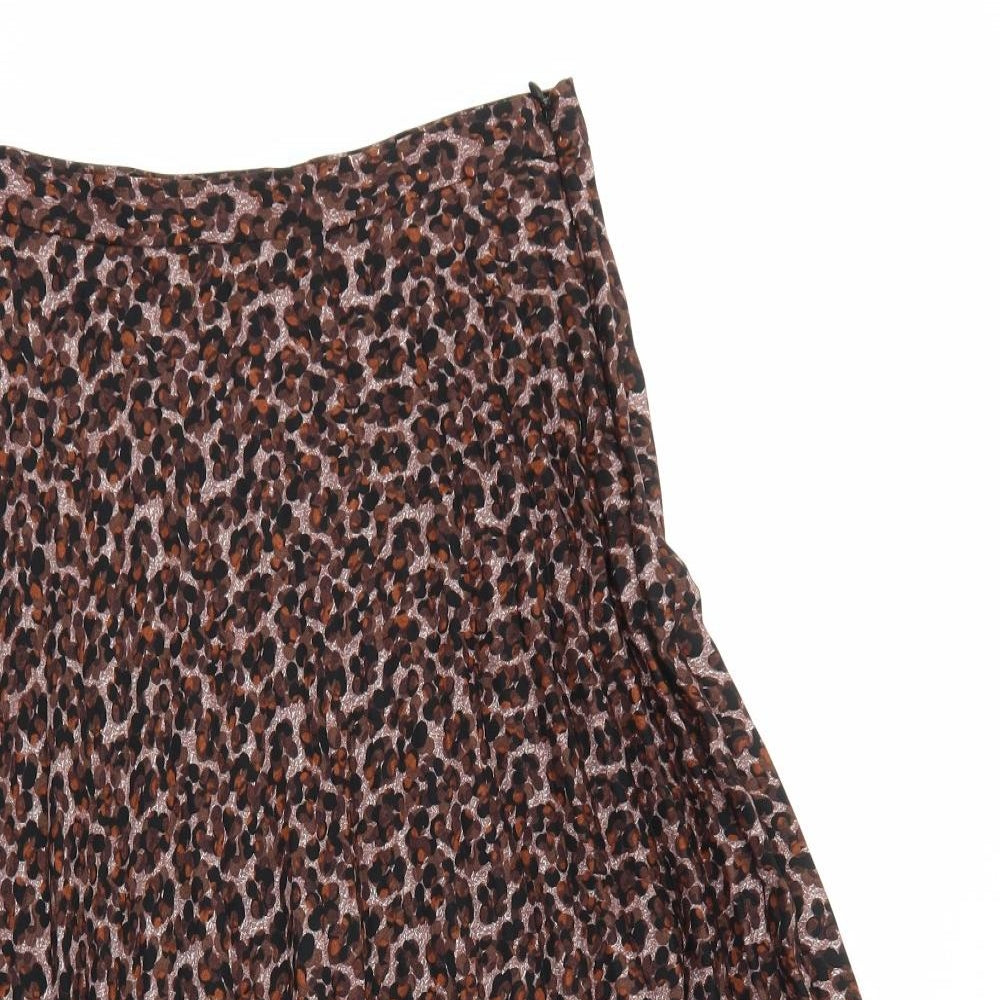 NEXT Womens Multicoloured Animal Print Polyester A-Line Skirt Size 12 Zip - Leopard Pattern