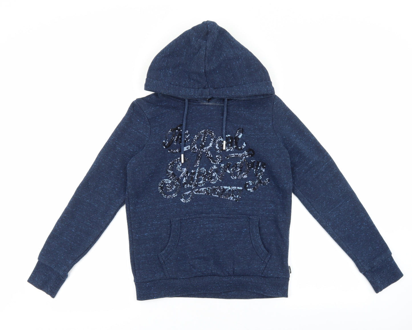 Superdry Womens Blue Cotton Pullover Hoodie Size 10 Pullover