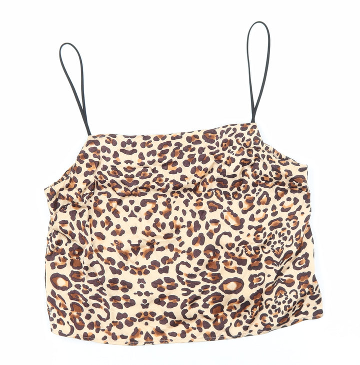 Topshop Womens Multicoloured Animal Print Viscose Camisole Tank Size 10 Square Neck - Cropped