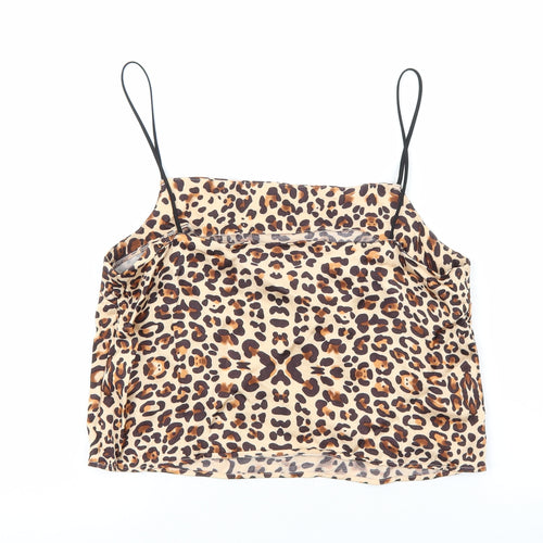 Topshop Womens Multicoloured Animal Print Viscose Camisole Tank Size 10 Square Neck - Cropped