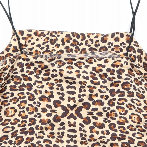 Topshop Womens Multicoloured Animal Print Viscose Camisole Tank Size 10 Square Neck - Cropped