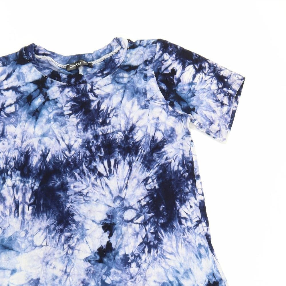 Zero City Womens Multicoloured Cotton T-Shirt Dress Size XL Crew Neck Pullover - Tie-Dye