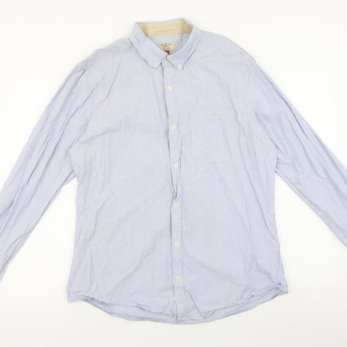 NEXT Mens Multicoloured Striped Cotton Button-Up Size L Collared Button
