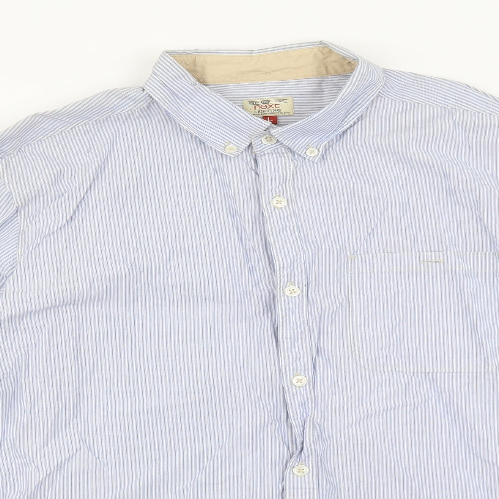 NEXT Mens Multicoloured Striped Cotton Button-Up Size L Collared Button