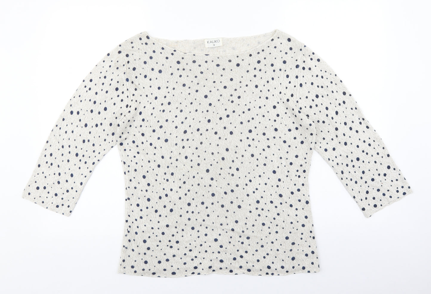 Kaliko Womens Multicoloured Scoop Neck Polka Dot Viscose Pullover Jumper Size 16