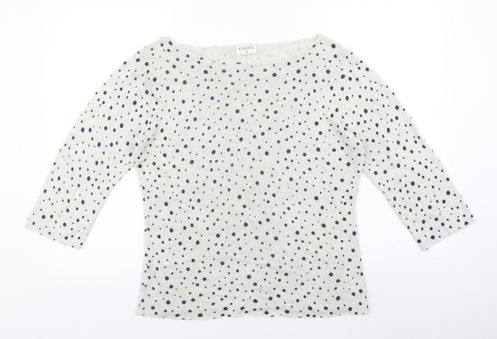 Kaliko Womens Multicoloured Scoop Neck Polka Dot Viscose Pullover Jumper Size 16