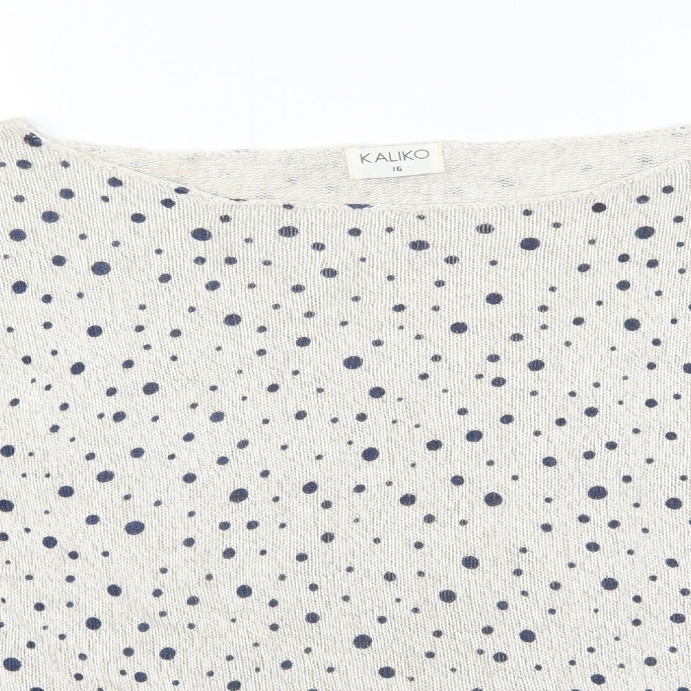 Kaliko Womens Multicoloured Scoop Neck Polka Dot Viscose Pullover Jumper Size 16