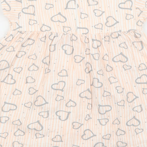 BabyBol Baby Pink Geometric 100% Cotton Fit & Flare Size 24 Months Round Neck Snap