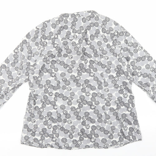 Boden Womens Grey Geometric 100% Cotton Basic Blouse Size 14 V-Neck