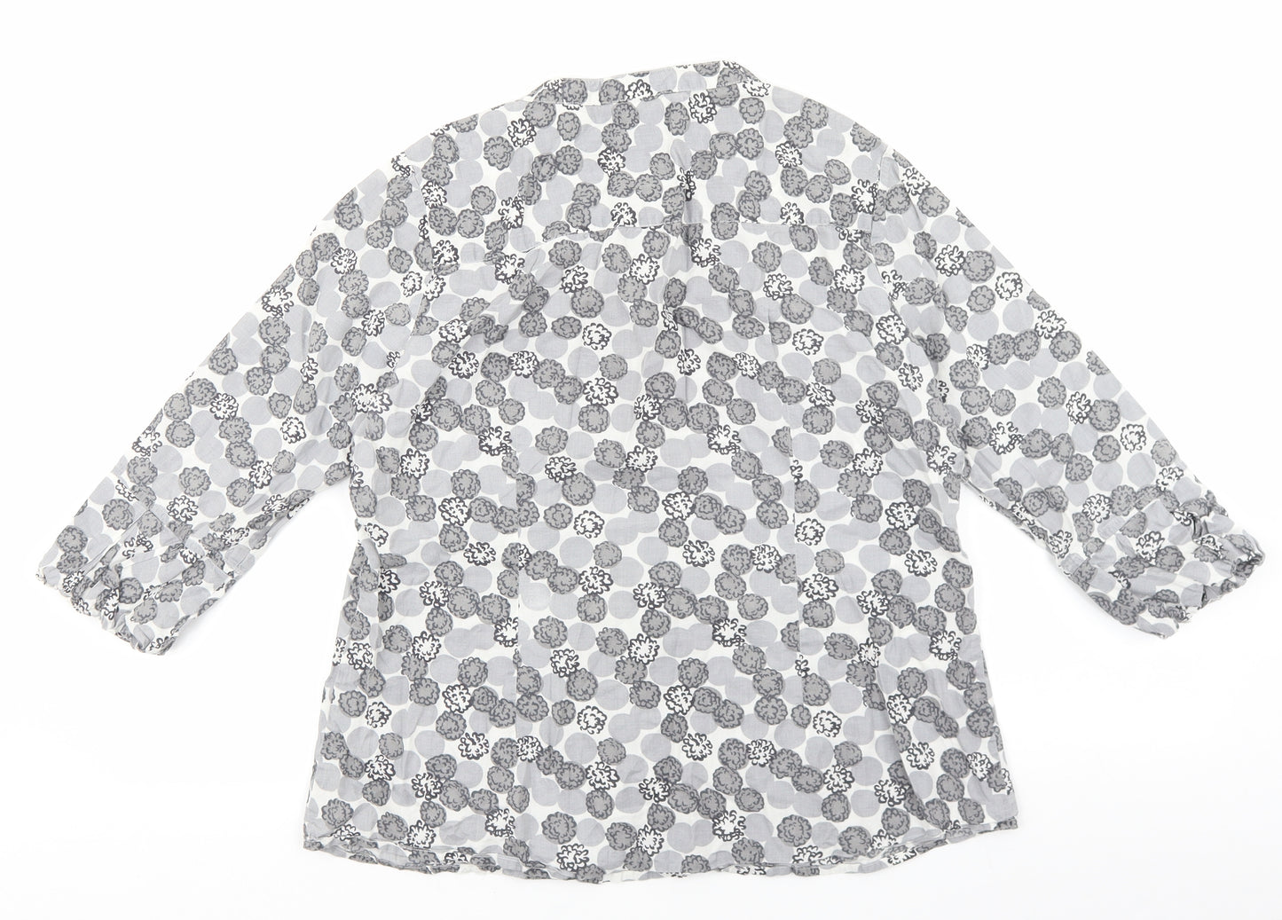 Boden Womens Grey Geometric 100% Cotton Basic Blouse Size 14 V-Neck