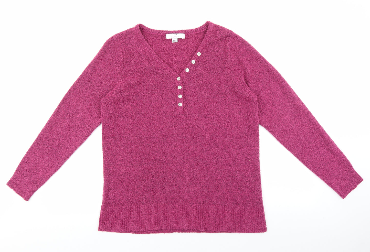 JULIPA Womens Orange V-Neck Acrylic Pullover Jumper Size 12