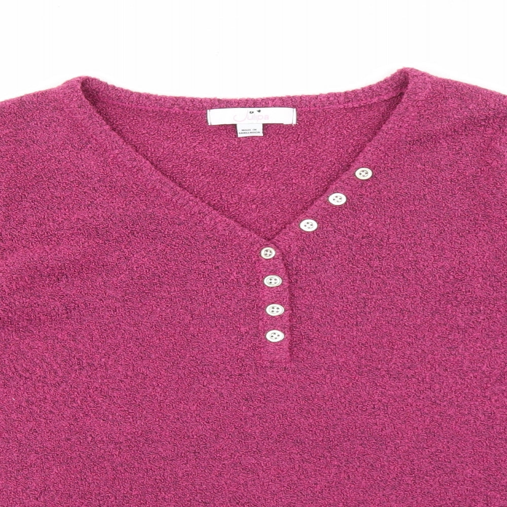 JULIPA Womens Orange V-Neck Acrylic Pullover Jumper Size 12