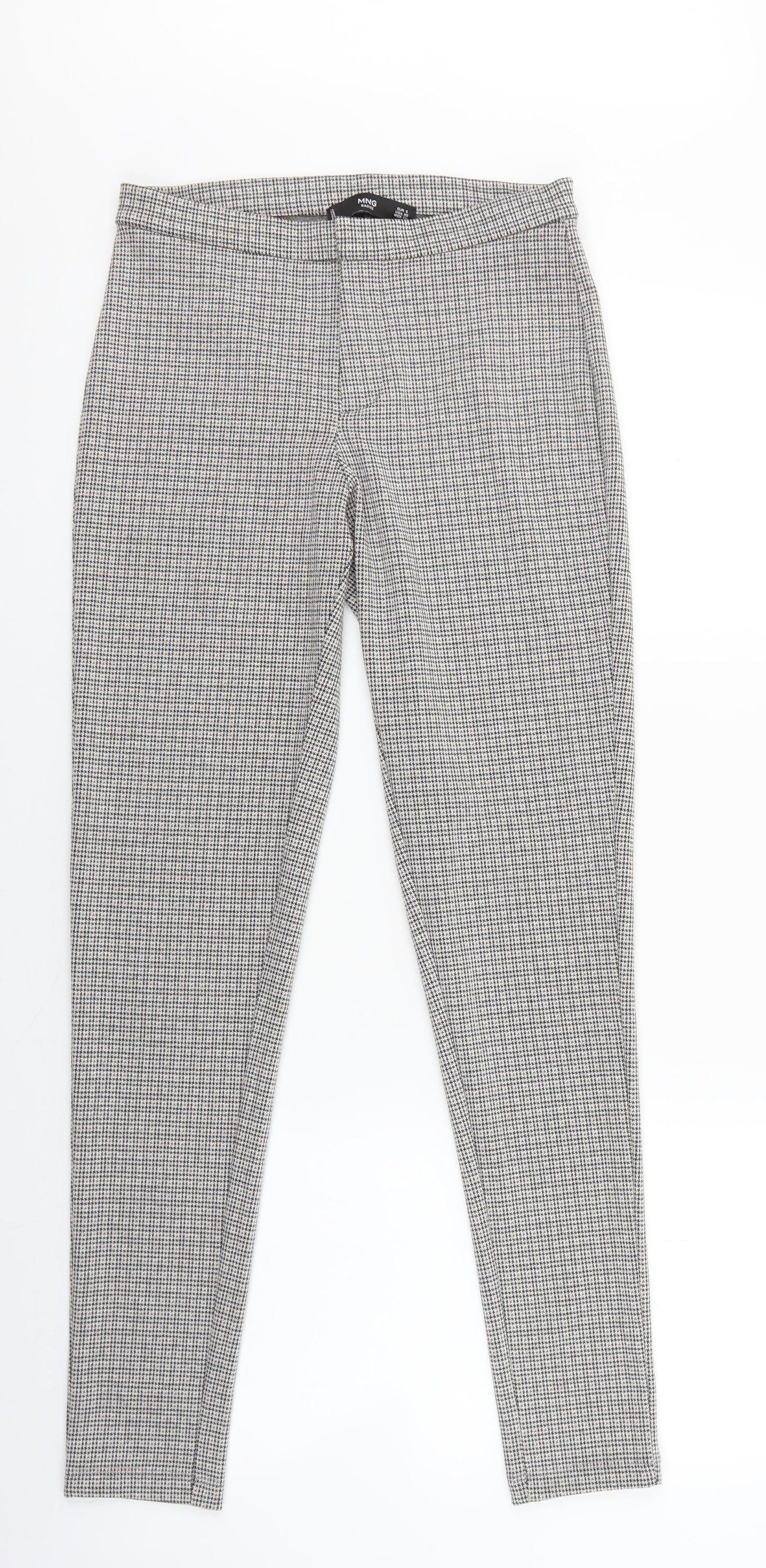 Mango Womens Multicoloured Herringbone Polyester Trousers Size S L28 in Regular Zip