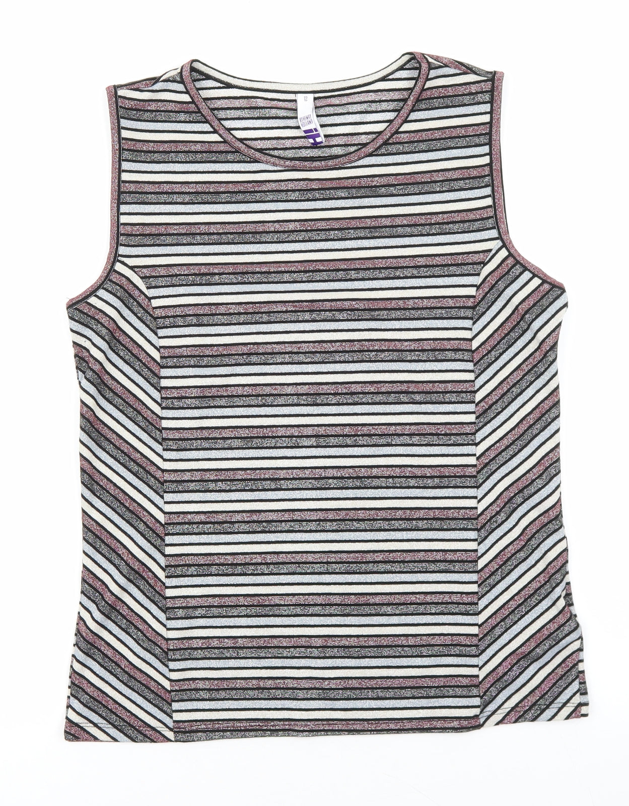Henry Holland Womens Multicoloured Striped Polyester Basic Tank Size 12 Scoop Neck