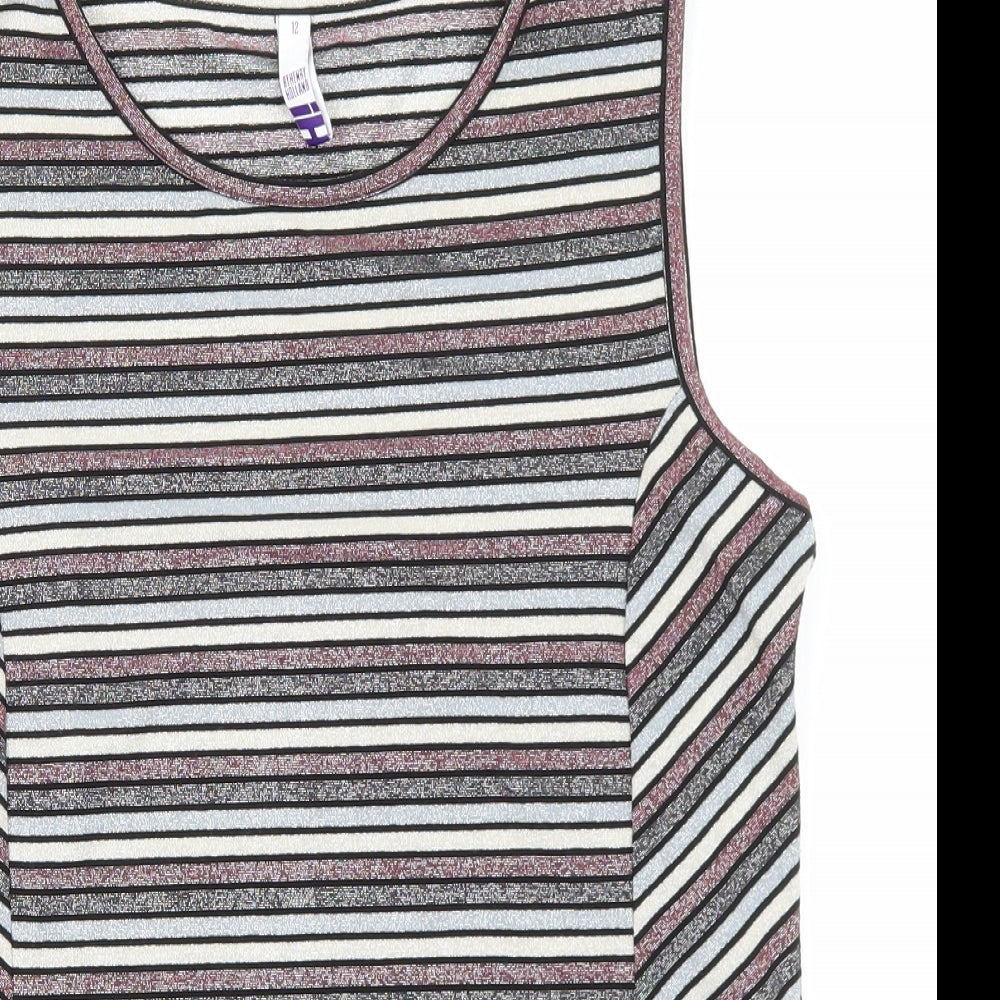 Henry Holland Womens Multicoloured Striped Polyester Basic Tank Size 12 Scoop Neck