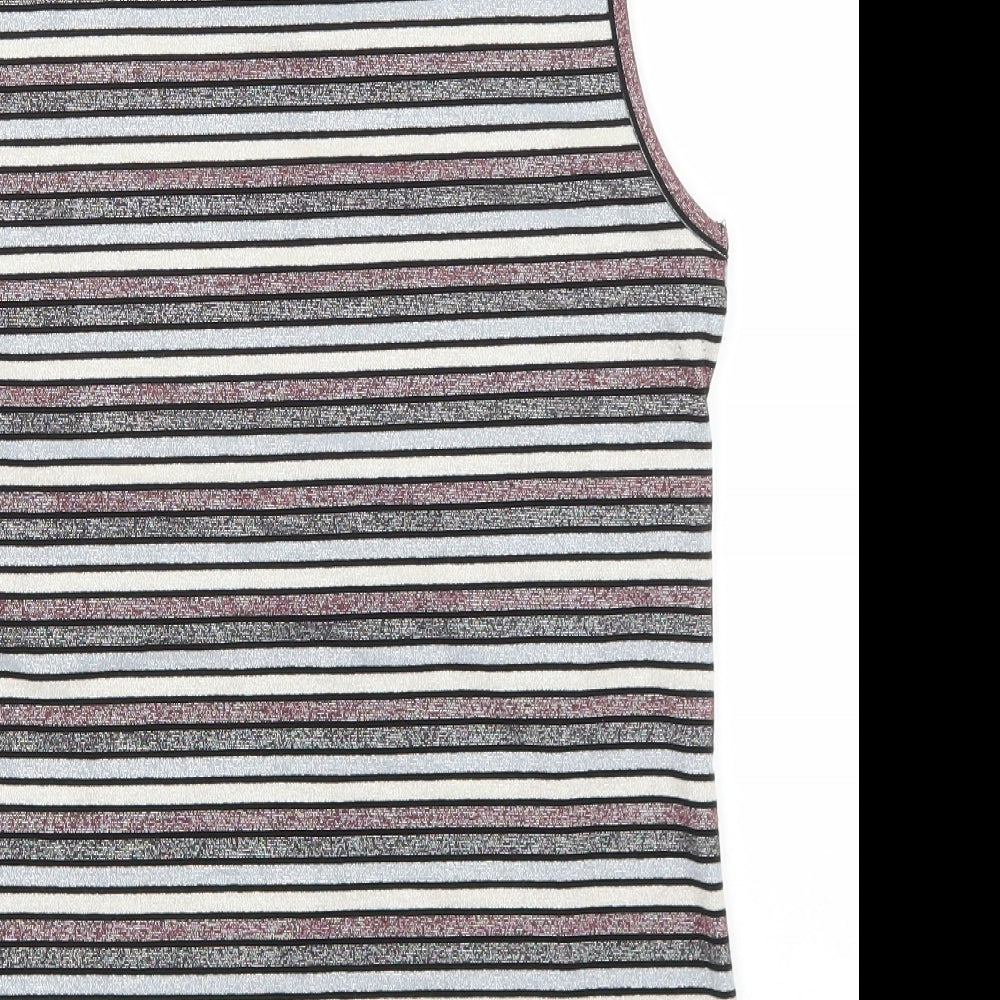 Henry Holland Womens Multicoloured Striped Polyester Basic Tank Size 12 Scoop Neck