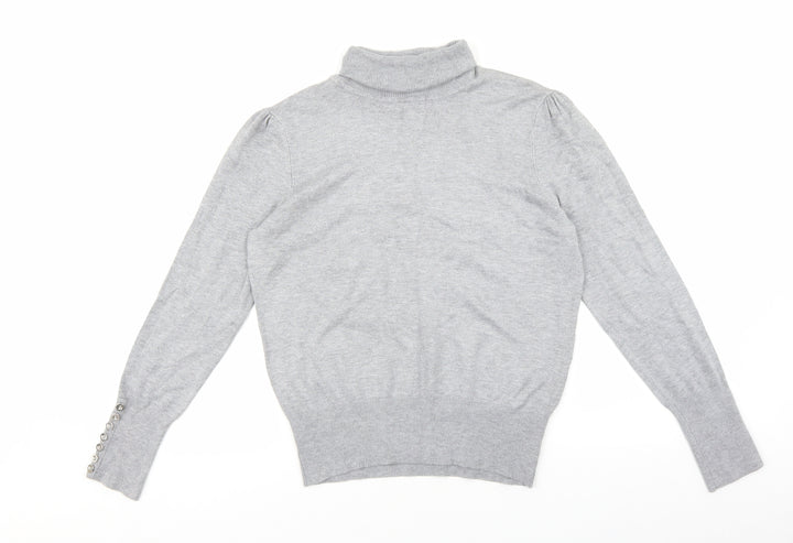 Wallis Womens Grey Roll Neck Viscose Pullover Jumper Size 12