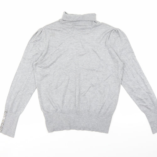 Wallis Womens Grey Roll Neck Viscose Pullover Jumper Size 12