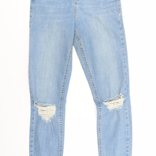 Topshop Womens Blue Cotton Skinny Jeans Size 25 in L28 in Regular Zip