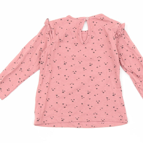 H&M Baby Pink Geometric 100% Cotton Basic Tank Size 6-9 Months Round Neck Button - Heart