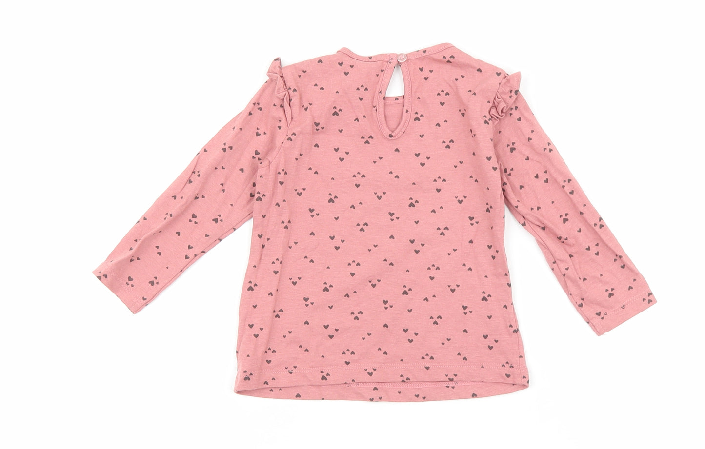 H&M Baby Pink Geometric 100% Cotton Basic Tank Size 6-9 Months Round Neck Button - Heart