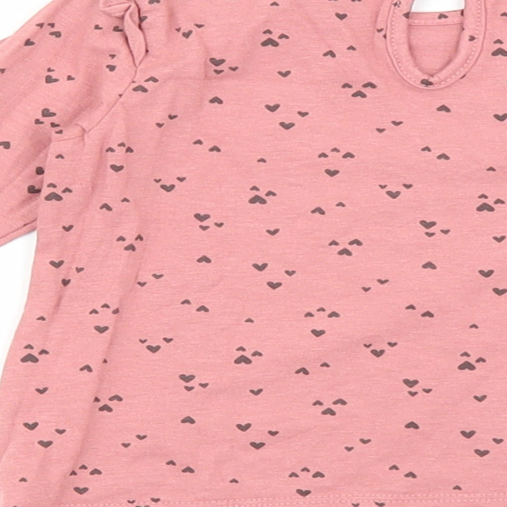 H&M Baby Pink Geometric 100% Cotton Basic Tank Size 6-9 Months Round Neck Button - Heart
