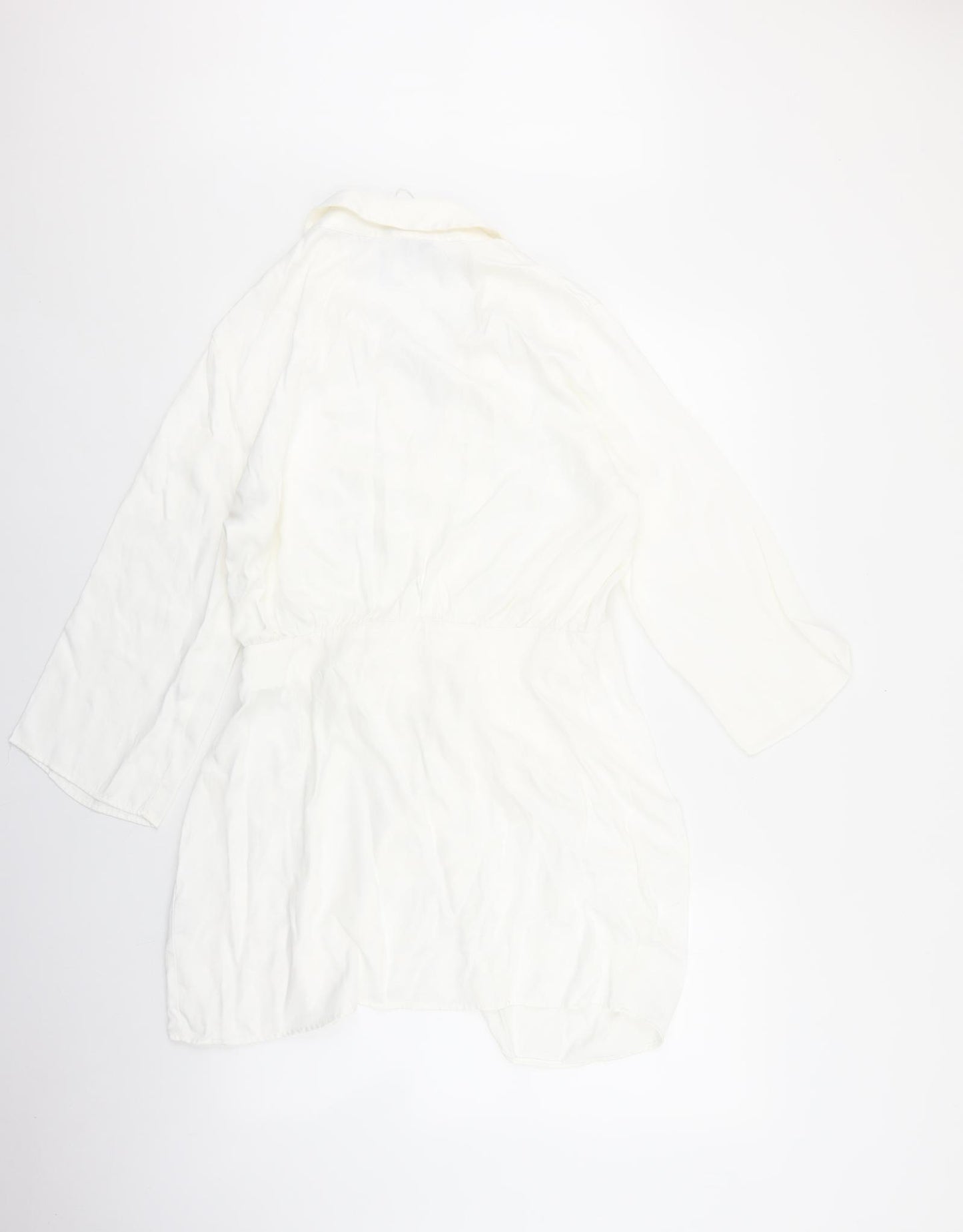 Zara Womens White Viscose Shirt Dress Size L Collared Button