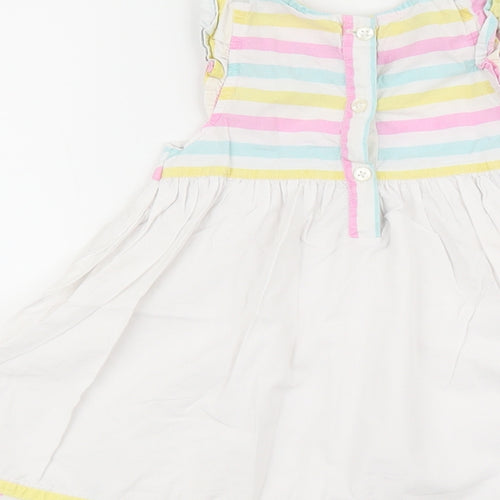 Chloe Louise Girls Multicoloured Striped 100% Cotton Fit & Flare Size 18-24 Months Round Neck Button