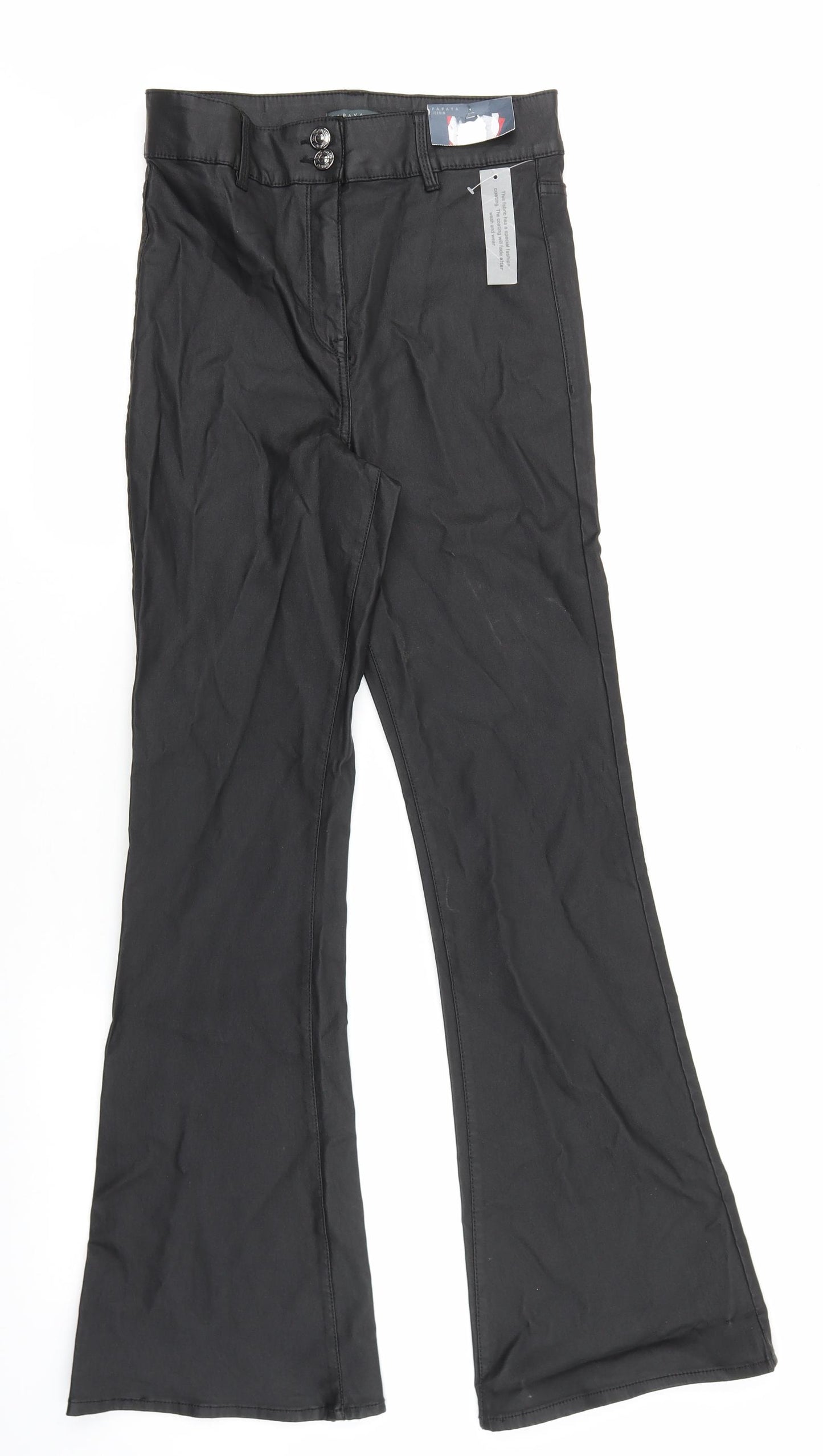 Papaya Womens Black Polyester Flared Jeans Size 12 L30 in Regular Zip