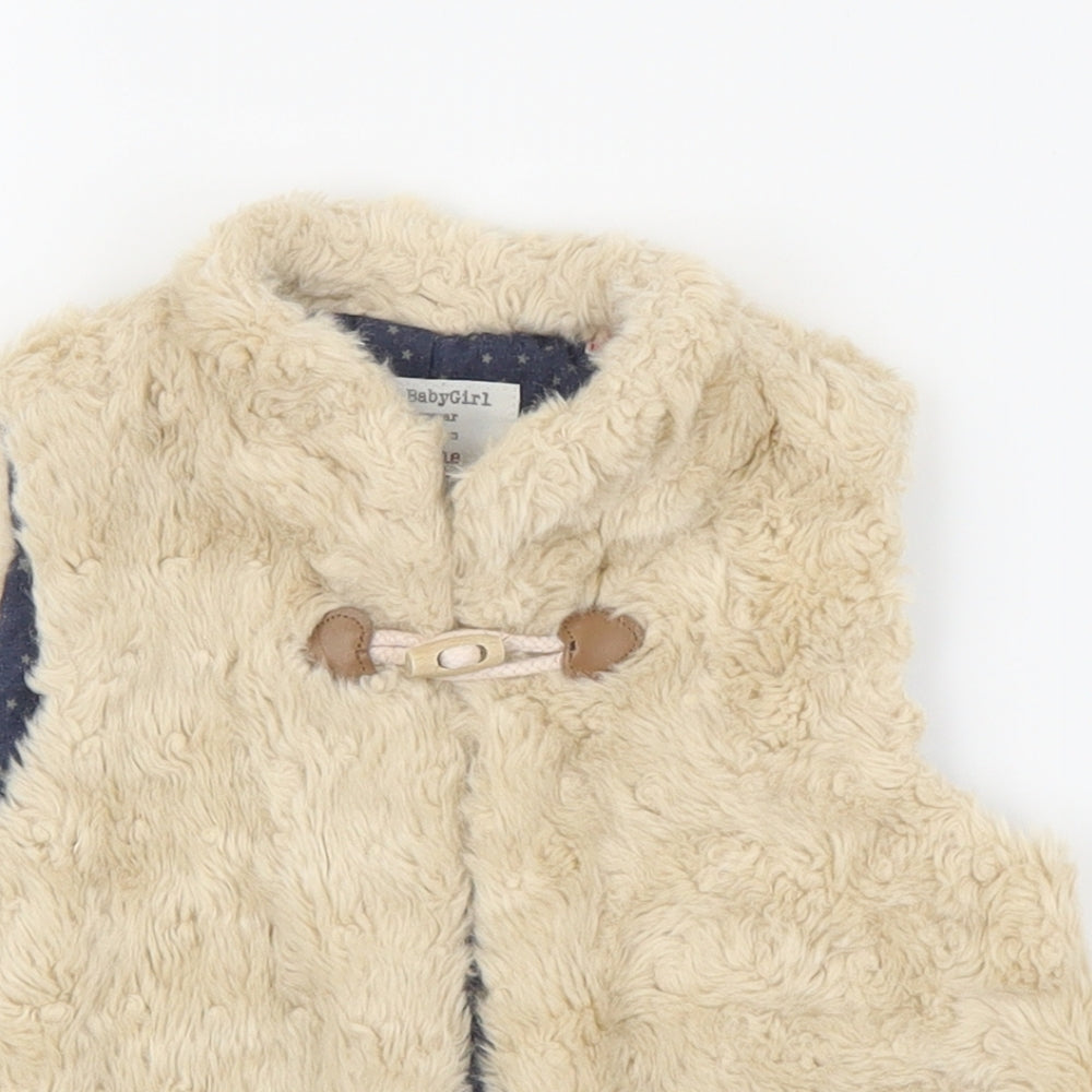 Zara Baby Beige Gilet Jacket Size 12-18 Months Hook & Loop