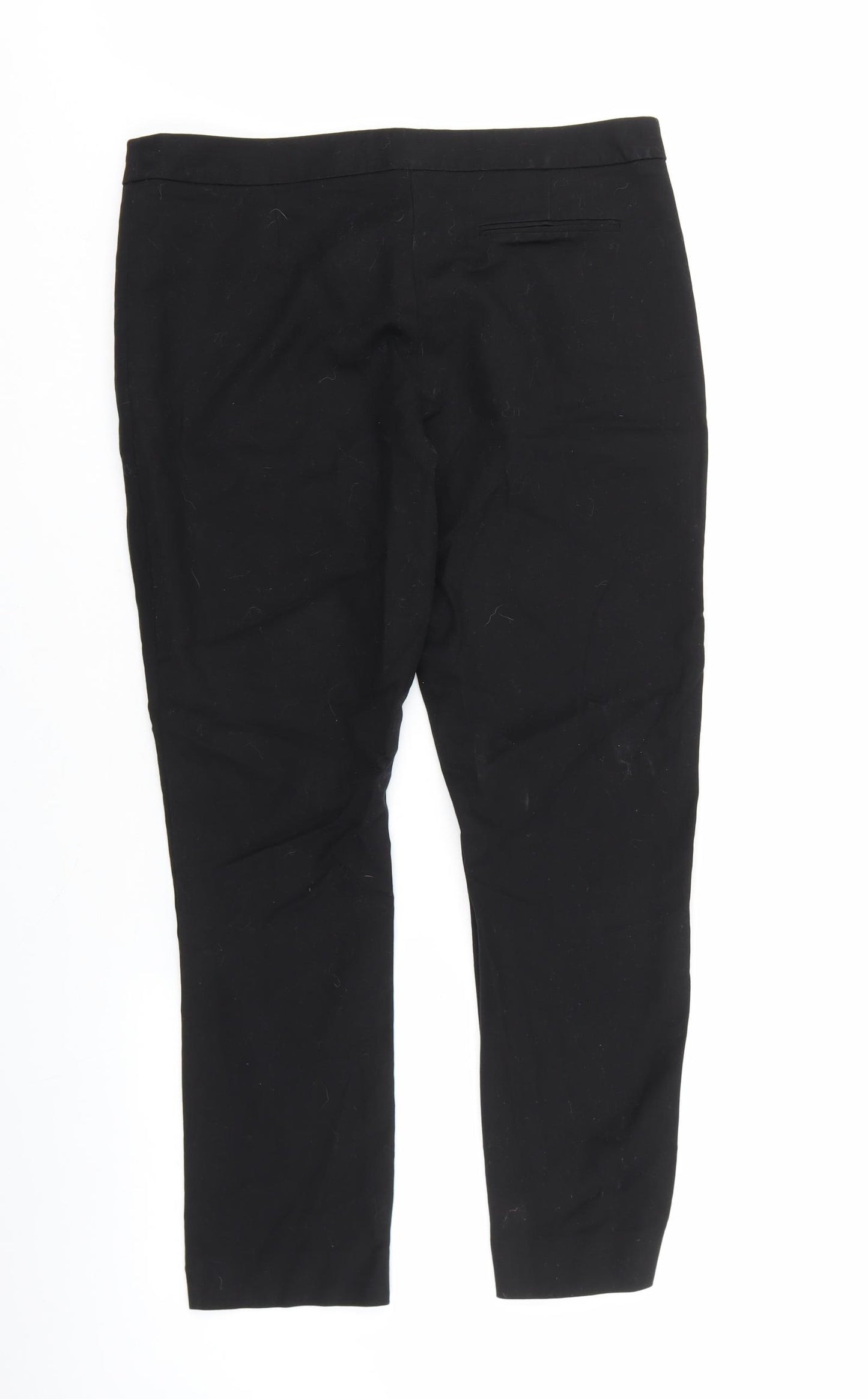 George Womens Black Cotton Trousers Size 14 L26.5 in Regular Zip
